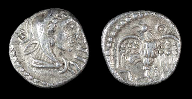 Epaticcus. Head of Hercules, Eagle sitting on snake